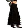 Lucky Brand Women’s Tulle Ruffle Maxi Skirt(Caviar)