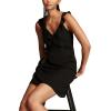 Lucky Brand Women’s V-Neck Ruffle Mini Dress(Caviar)