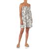 Lucky Brand Women’s Printed Mini Smocked Dress(Black/Cream Multi)