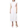 Lucky Brand Womens Smocked Dropped Waist Midi Dress(Bright White)