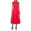 Lucky Brand Womens Smocked Dropped Waist Midi Dress(Lollipop)