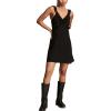 Lucky Brand Women’s V-Neck Ruffle Mini Dress(Caviar)
