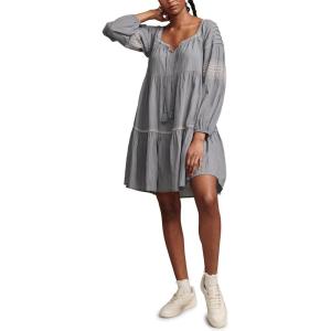 Lucky Brand Embroidered Tiered Long Sleeve Mini(Blue)
