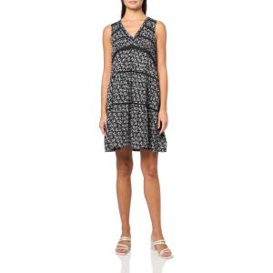 Lucky Brand Women’s Lace Trimmed Tank Mini Dress(Black Ditsy)