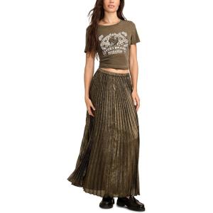 Lucky Brand Women’s Pleated Midi Skirt(Gold)