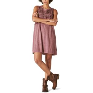 Lucky Brand Women’s Sleeveless Embroidered Knit Mini Dress(Rose Brown)