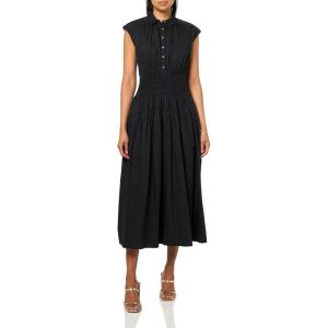 Lucky Brand Womens Smocked Dropped Waist Midi Dress(Caviar)