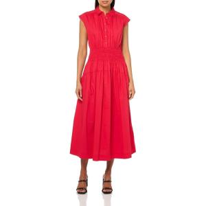 Lucky Brand Womens Smocked Dropped Waist Midi Dress(Lollipop)