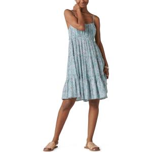 Lucky Brand Women’s Tiered Floral Mini Dress(Blue Multi)