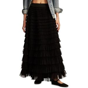 Lucky Brand Women’s Tulle Ruffle Maxi Skirt(Caviar)