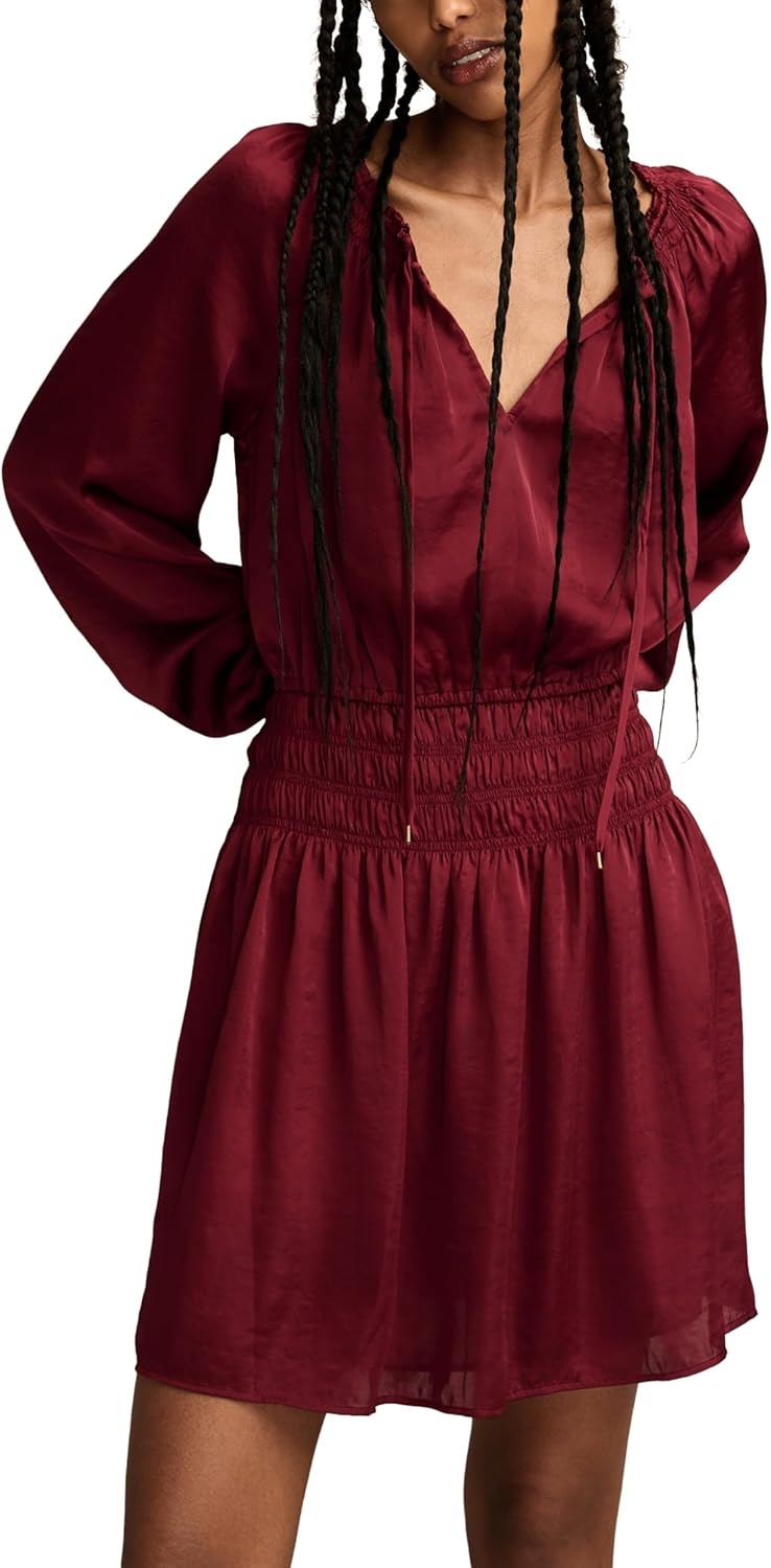 image:imageLucky Brand Womens Long Sleeve Satin Mini DressBerry