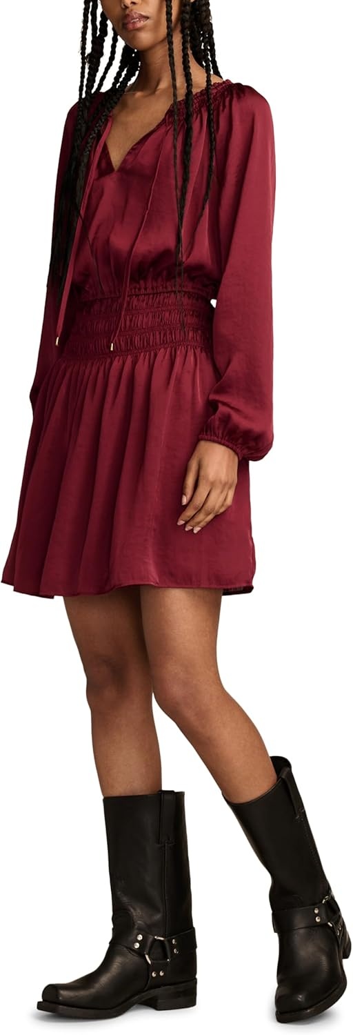 image:imageLucky Brand Womens Long Sleeve Satin Mini DressBerry