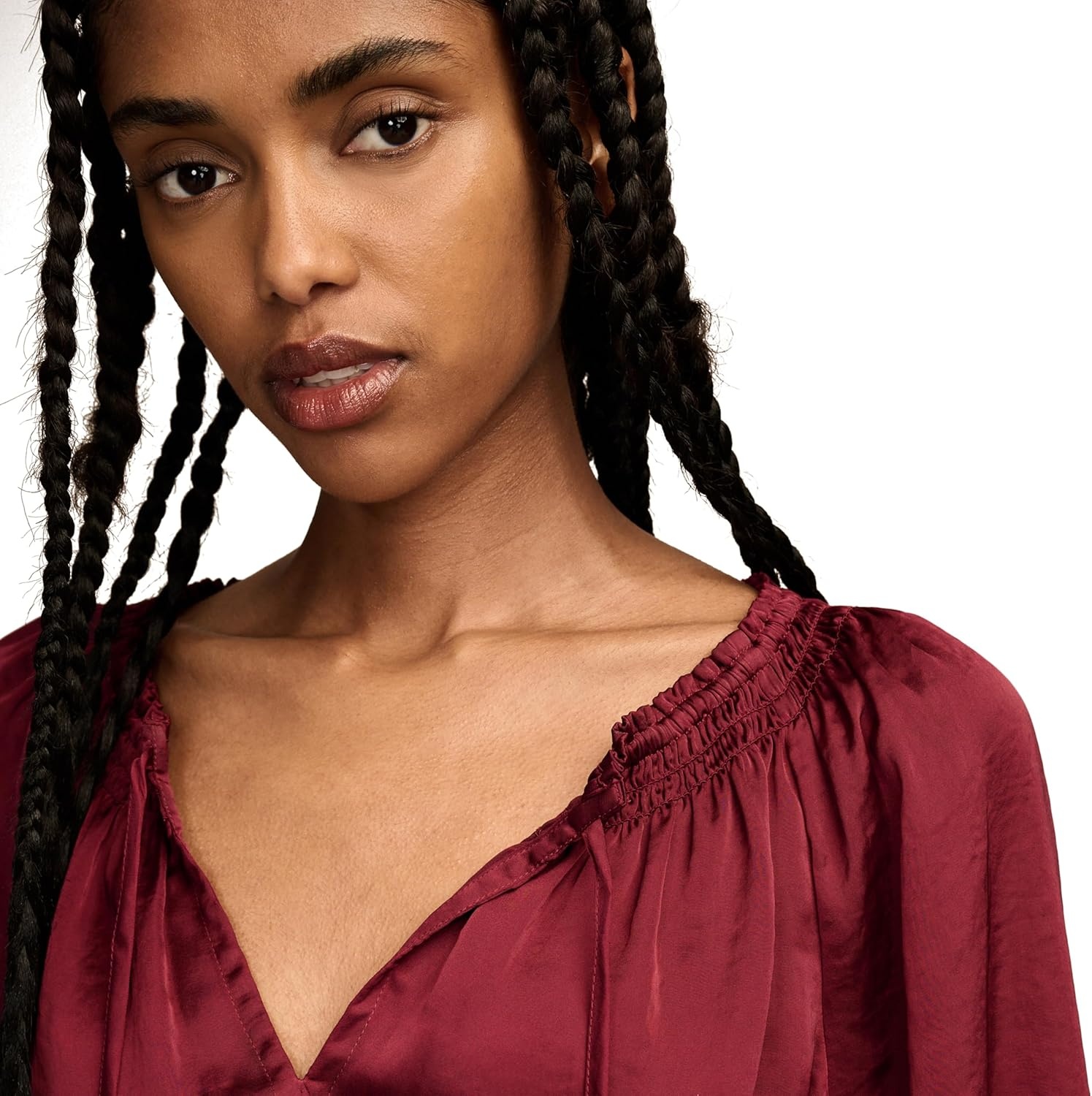 image:imageLucky Brand Womens Long Sleeve Satin Mini DressBerry