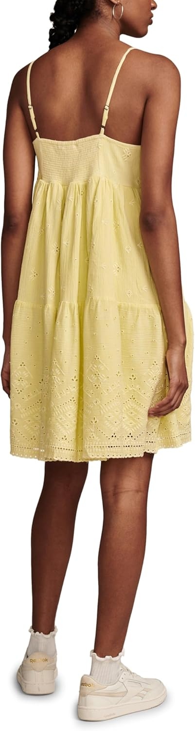image:imageLucky Brand Womens Lucky Brand Womens Pintuck Bodice Tiered MiniPale Lime Yellow