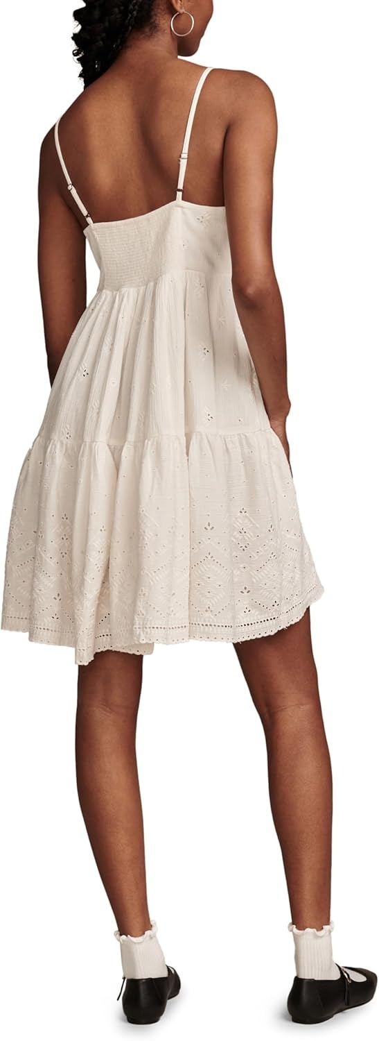 image:imageLucky Brand Womens Lucky Brand Womens Pintuck Bodice Tiered MiniWhisper White