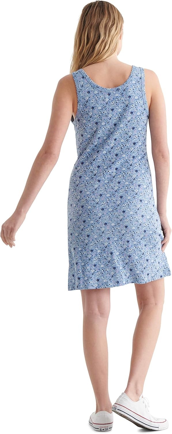 image:imageLucky Brand Womens Sleeveless Scallop Notch Neck Midi DressBlue Multi