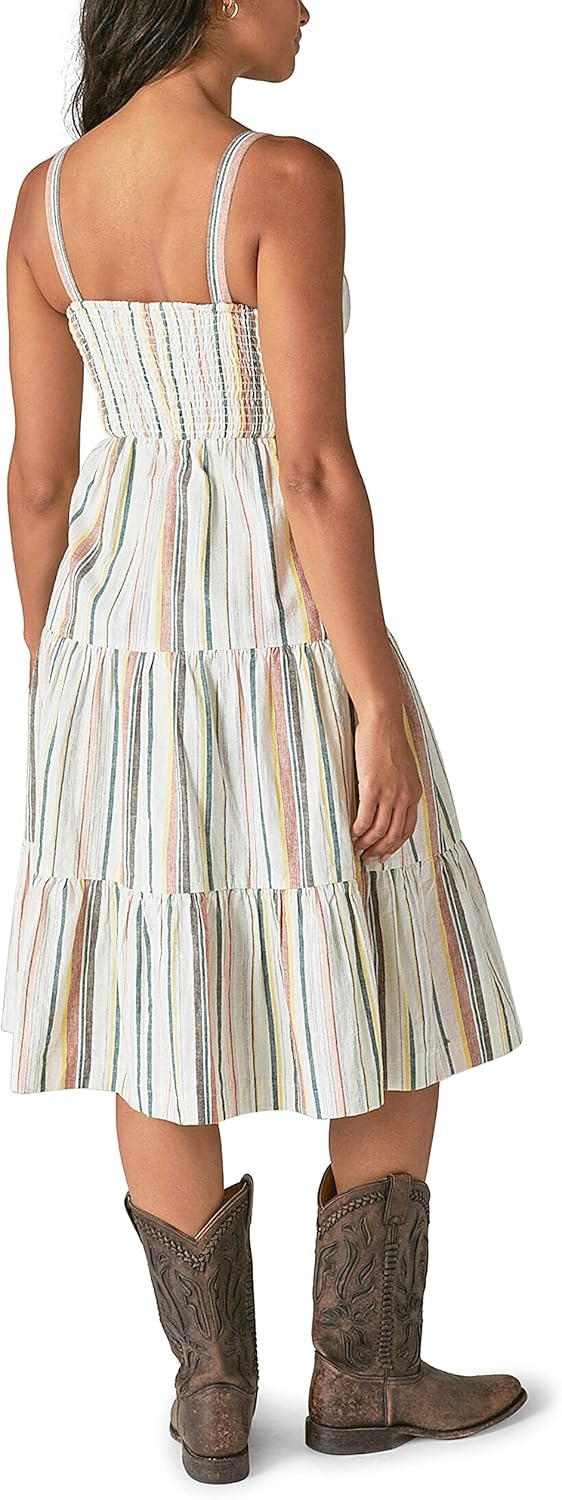 image:imageLucky Brand Womens Striped Corset Maxi DressCream Multi