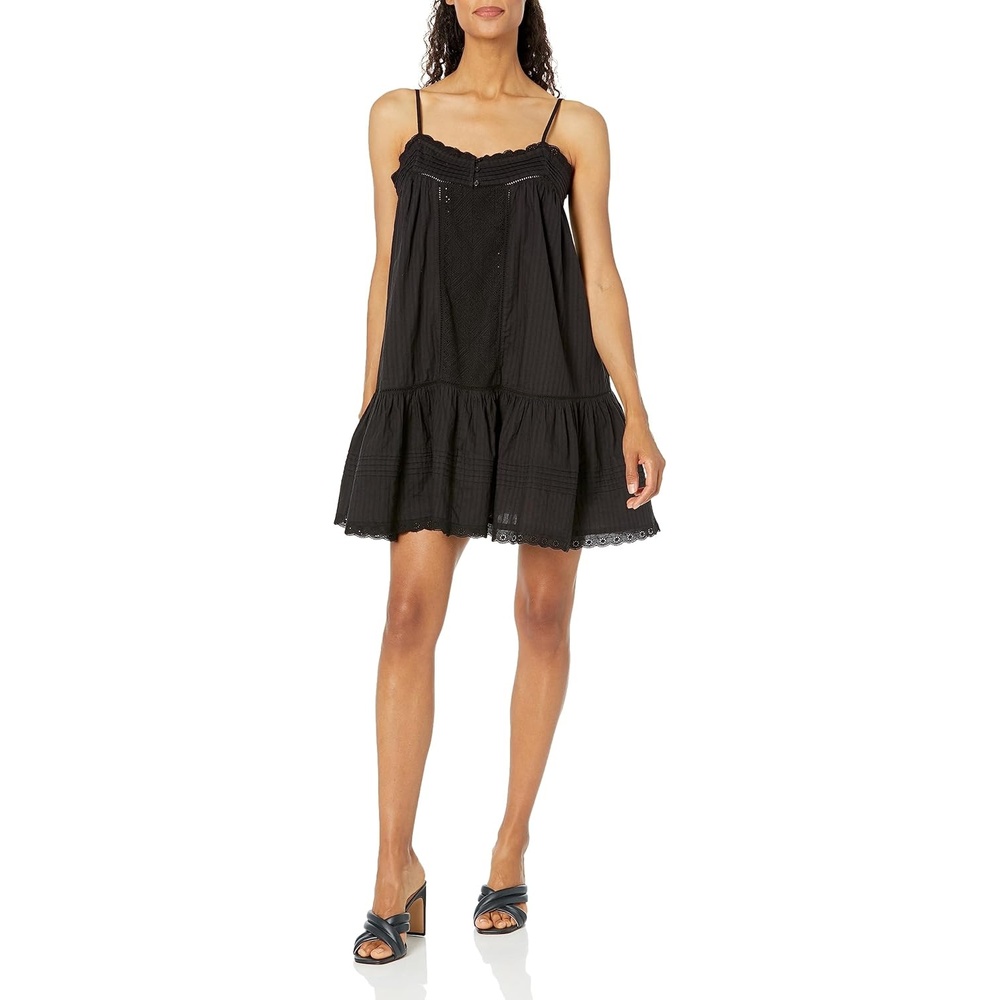 image:imageLucky Brand Drop Waist Embroidered Mini DressCaviar