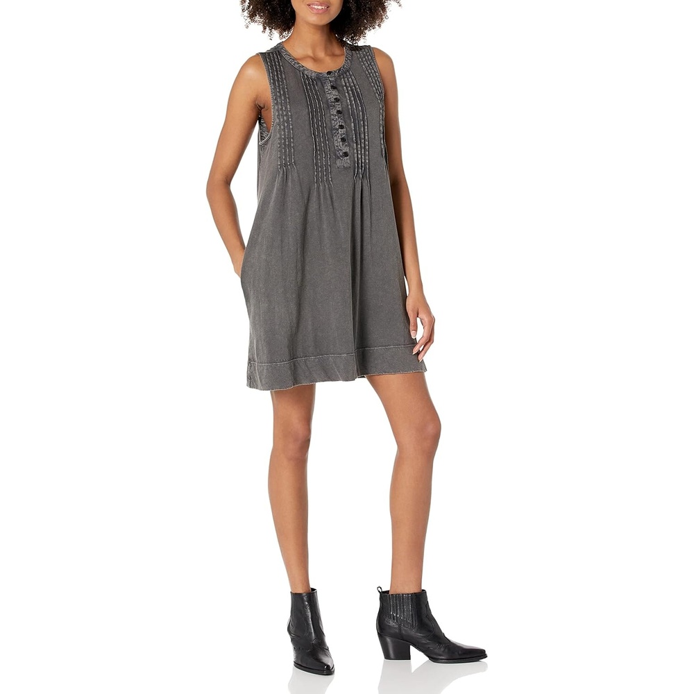 image:imageLucky Brand Pin Tuck Knit Mini DressWashed Black