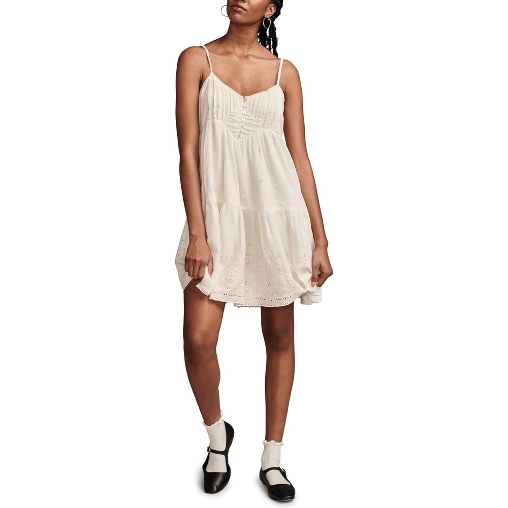 image:imageLucky Brand Womens Lucky Brand Womens Pintuck Bodice Tiered MiniWhisper White