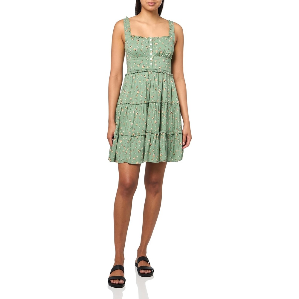 image:imageLucky Brand Womens Tiered Ruffle Corset Mini DressGreen Floral