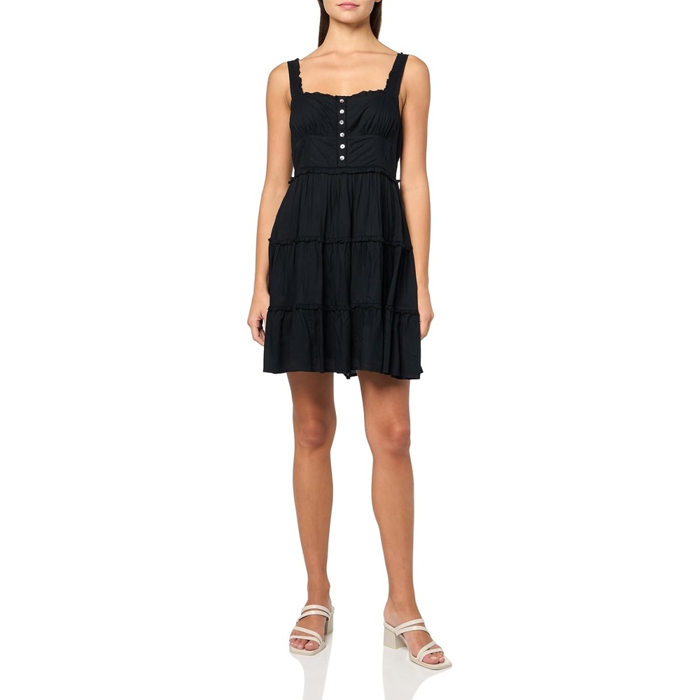 image:imageLucky Brand Womens Tiered Ruffle Corset Mini DressMeteorite