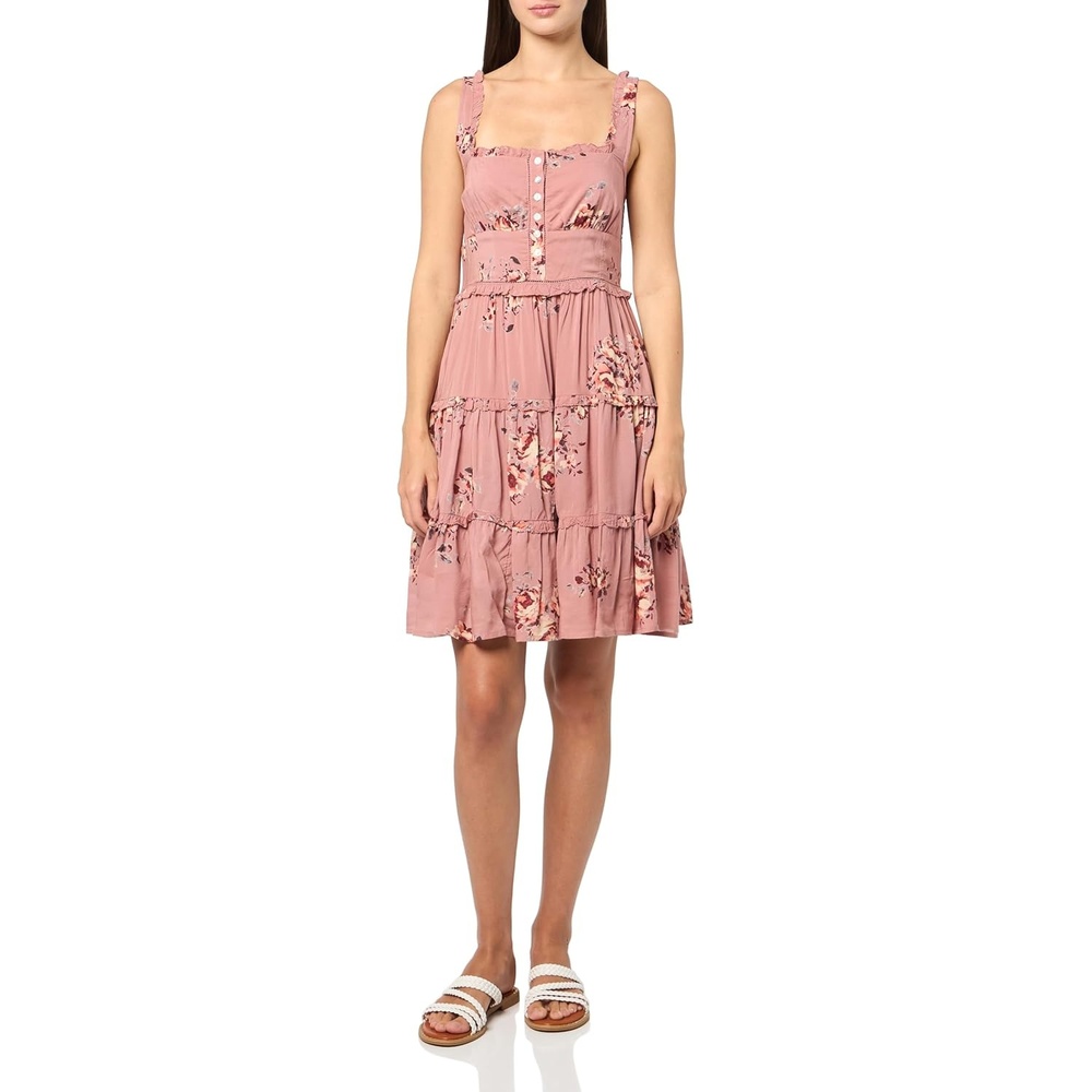image:imageLucky Brand Womens Tiered Ruffle Corset Mini DressPink Floral