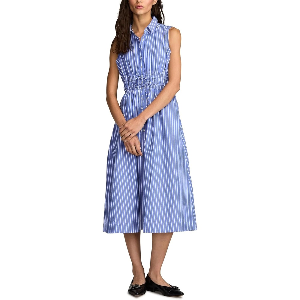 image:imageLucky Brand Womens Womens Cinch Waist Shirt DressBlue Stripe