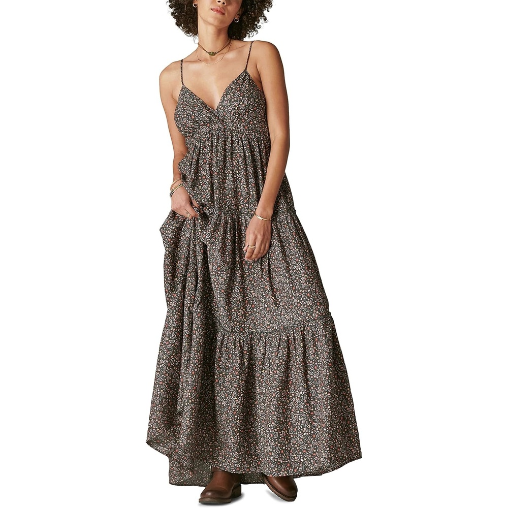 image:imageLucky Brand Womens Womens Paisley Tiered Maxi DressRaven Multi