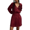 Lucky Brand Women’s Long Sleeve Satin Mini Dress(Berry)