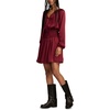 Lucky Brand Women’s Long Sleeve Satin Mini Dress(Berry)
