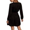 Lucky Brand Women’s Long Sleeve Satin Mini Dress(Black)