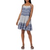 Lucky Brand Women’s Mixed Print Tie Sleeve Tiered Dress(Indigo Multi)