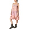 Lucky Brand Women’s Mixed Print Tie Sleeve Tiered Dress(Peach Multi)