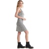 Lucky Brand Women’s Sleeveless Scallop Notch Neck Midi Dress(Black Multi)