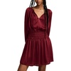 Lucky Brand Women’s Long Sleeve Satin Mini Dress(Berry)