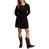 Lucky Brand Women’s Long Sleeve Satin Mini Dress(Black)