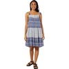 Lucky Brand Women’s Mixed Print Tie Sleeve Tiered Dress(Indigo Multi)