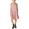 Lucky Brand Women’s Mixed Print Tie Sleeve Tiered Dress(Peach Multi)