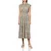 Lucky Brand Women’s Smocked Dropped Waist Midi Shirt Dress(Olive Floral)