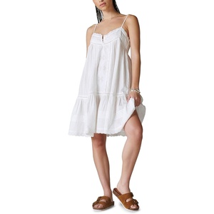 Lucky Brand Drop Waist Embroidered Mini Dress(White)