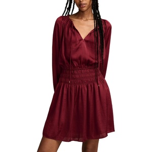 Lucky Brand Women’s Long Sleeve Satin Mini Dress(Berry)