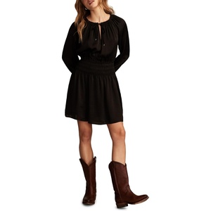 Lucky Brand Women’s Long Sleeve Satin Mini Dress(Black)