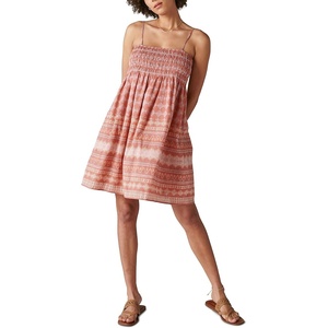 Lucky Brand Women’s Lucky Brand Women’s Printed Smocked Mini Dress(Ash Rose Multi)