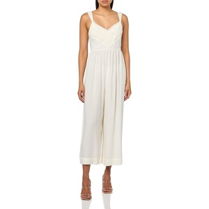 Lucky Brand Women’s Ruched Lace Wide Leg Jumpsuit(Whisper White)