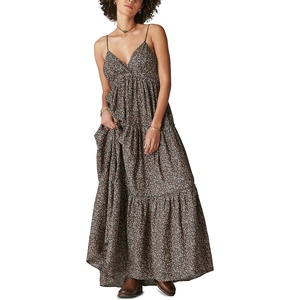 Lucky Brand Women’s Women’s Paisley Tiered Maxi Dress(Raven Multi)