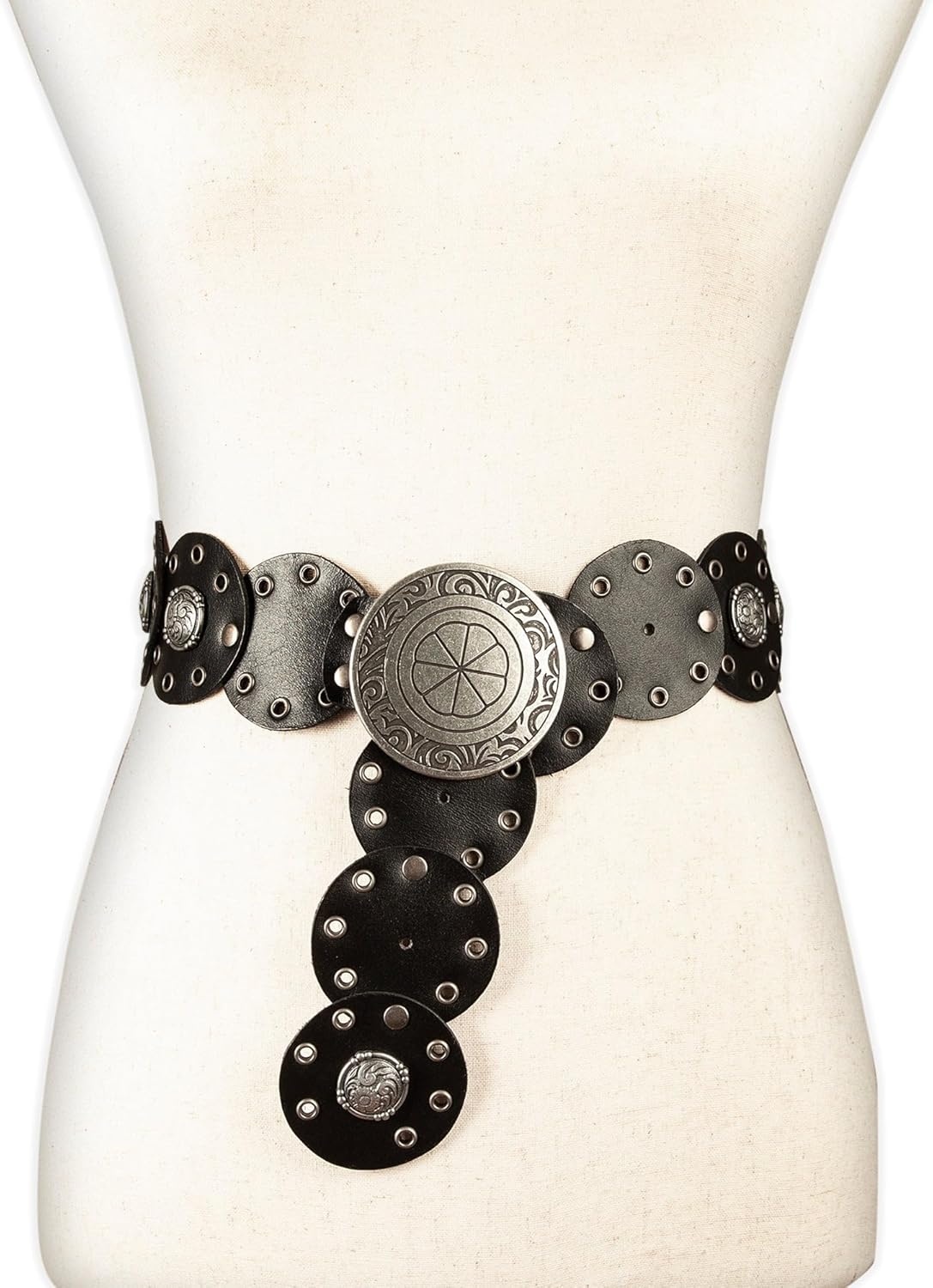image:imageLucky Brand Womens Western Leather Belt Classic Fashion Vintage Buffalo Leather WesternInspiredGrommet Concho Black