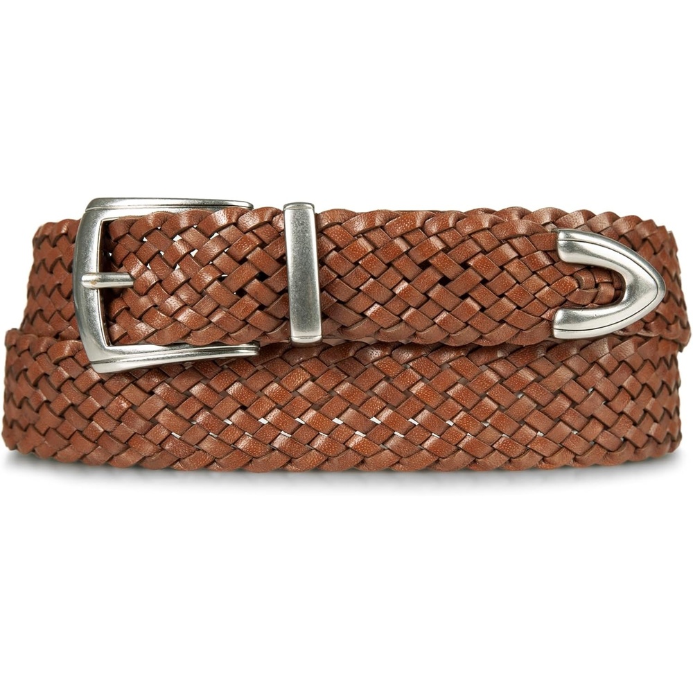 image:imageLucky Brand Womens Western Leather Belt Classic Fashion Vintage Buffalo Leather WesternInspiredBraided Tan