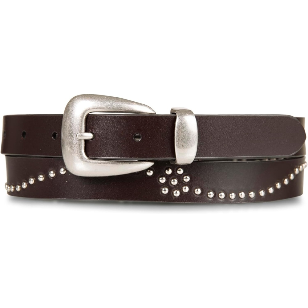 image:imageLucky Brand Womens Western Leather Belt Classic Fashion Vintage Buffalo Leather WesternInspiredStudded Leather Brown
