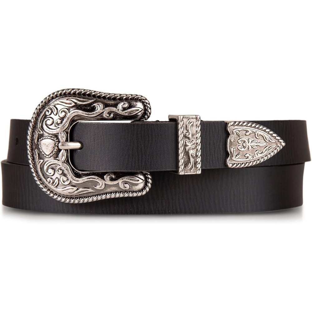 image:imageLucky Brand Womens Western Leather Belt Classic Fashion Vintage Buffalo Leather WesternInspiredWestern Buckle and Tip Black
